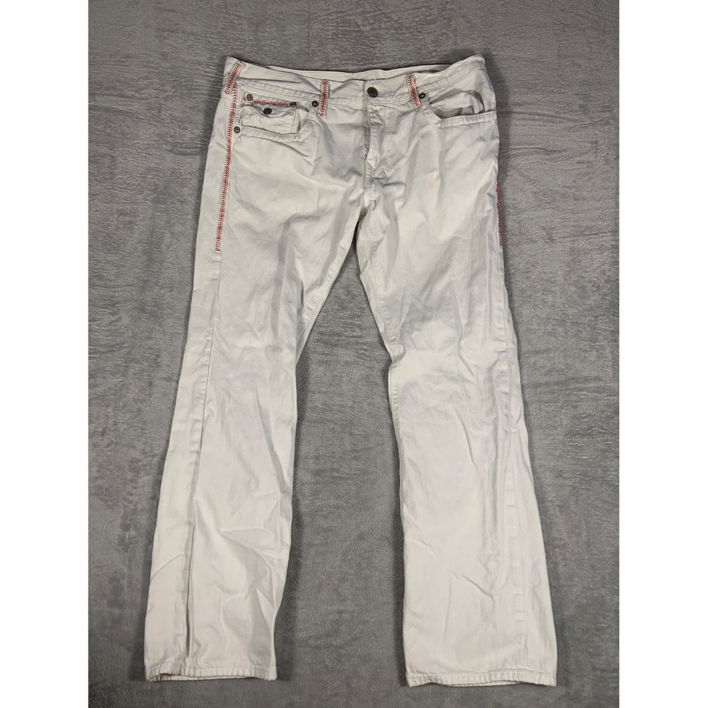 True Religion Ricky Relaxed Straight Jeans Men's Size 38 White Cotton Used - Picture 1 of 12
